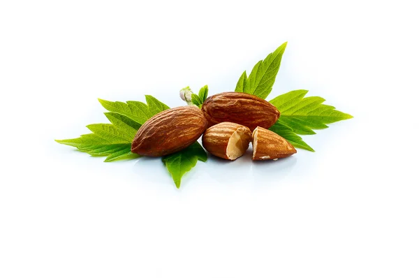 Almonds on a white background — Stock Photo, Image