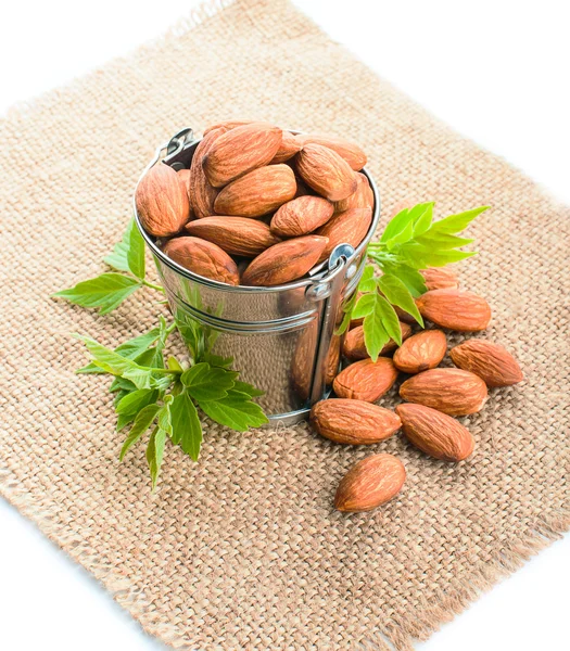 Almonds on a white background — Stock Photo, Image