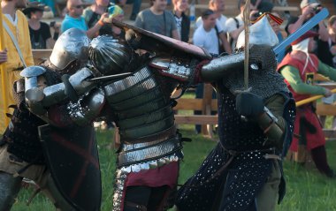 Hotin, Ukrayna - Mayıs 2013: Ortaçağ tarihi yeniden üçüncü Uluslararası Festivali