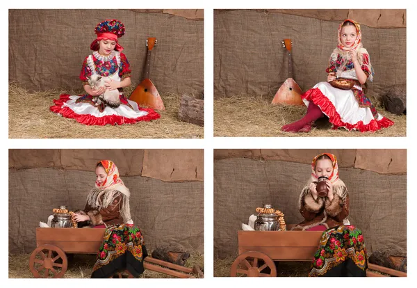 Russian girl in national dress, collection — Stock Photo, Image