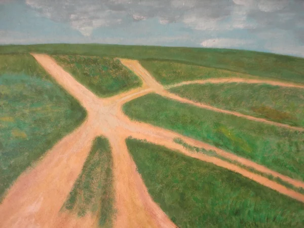 Steppe roads painting nature — Stock Photo, Image
