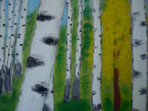 Pintura naturaleza textura árboles madera de abedul fondo abstracto —  Fotos de Stock