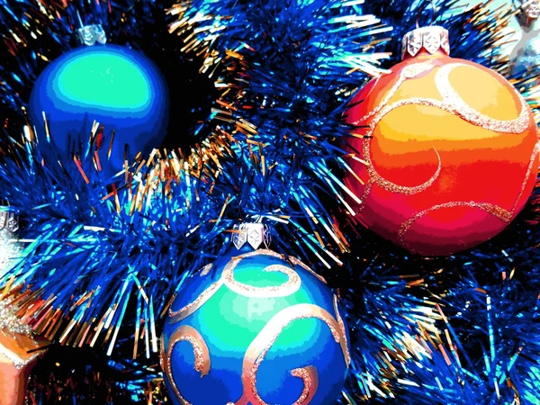 Boules de Noël et nouvel an bleu et or clinquant abstrait — 图库照片