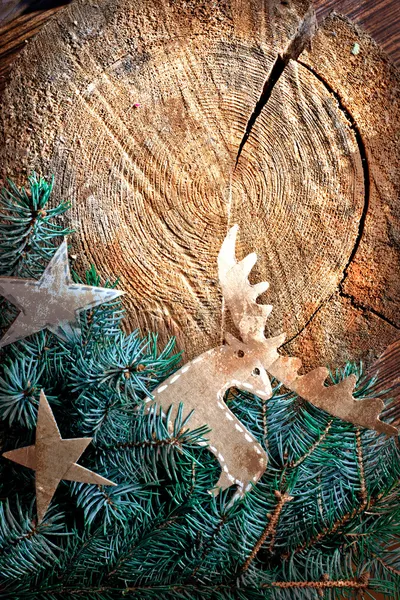 Christmas decoration over grunge background — Stock Photo, Image