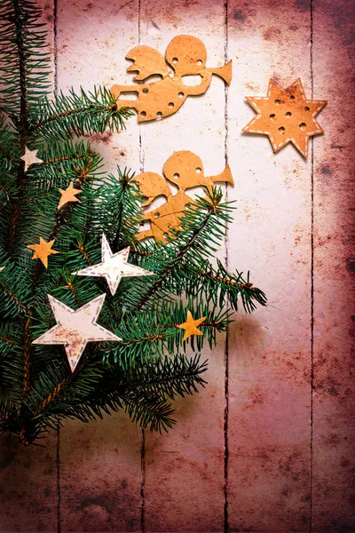 Christm as angels with the stars and christmas tree — Stock Photo, Image