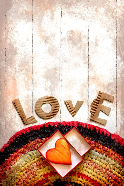 사랑의 상징으로 마음으로 빈티지 휴일 카드 — 스톡 사진