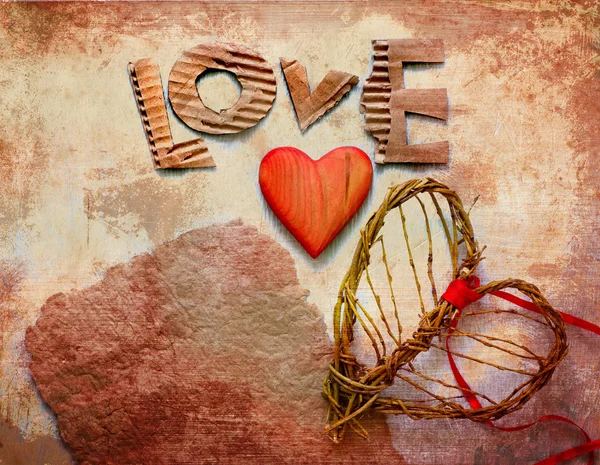 Vintage semester kort med hjärtat som en symbol för kärlek — Stockfoto
