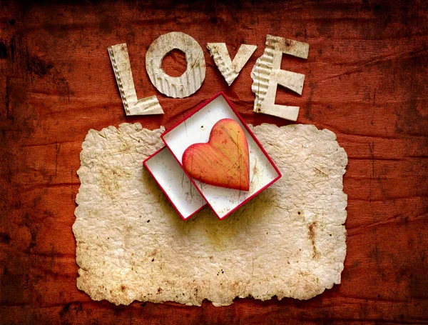 Ročník svátků karta se srdcem jako symbol lásky — Stock fotografie