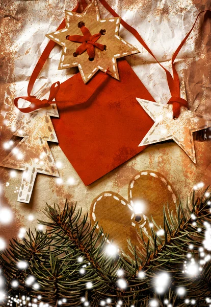 Grunge arka plan üzerinde Noel dekorasyon — Stok fotoğraf