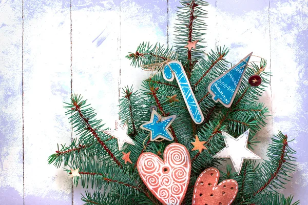 Tarjeta de Navidad con decoración navideña — Foto de Stock