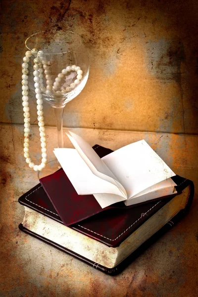 Image rétro d'un collier couché sur un livre — Photo