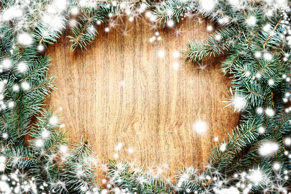 Vánoční strom jedle na dřevěném prkénku Stock Snímky