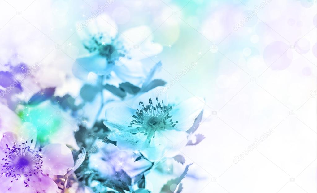 Beautiful spring background with flowers and blur.