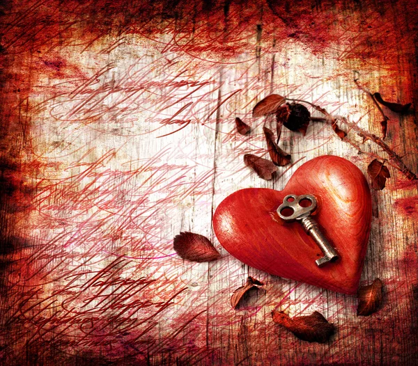 Aşkın sembolü olarak kalbi olan anahtar.