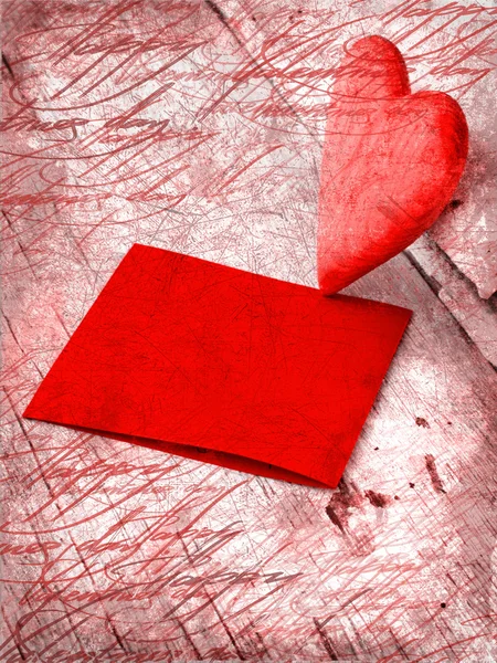 Heart as a symbol of love, vintage card with red heart on grunge old background — Stock Photo, Image