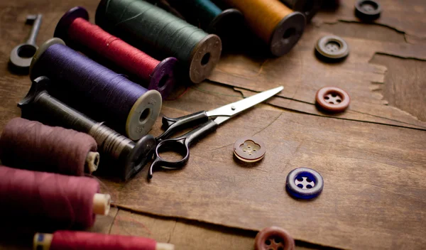 Vecchi accessori per cucire — Foto Stock