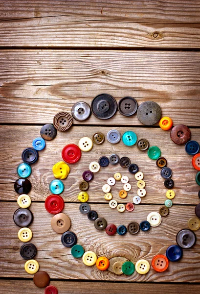 Set tombol vintage di meja kayu tua — Stok Foto