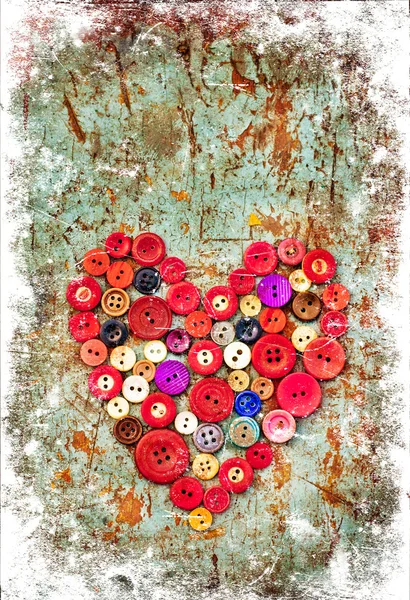 Red heart background on vintage old surface — Stock Photo, Image