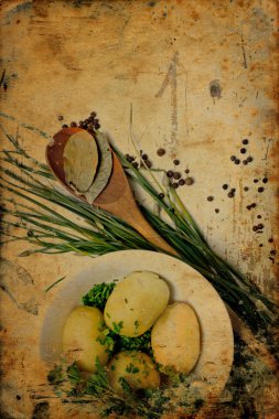 kavrulmuş patates ve defne yaprağı