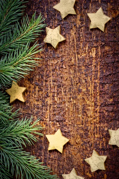 Texture de Noël avec branches de pin et étoiles — Photo