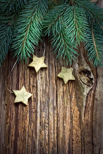 圣诞纹理与松枝和明星 — 图库照片