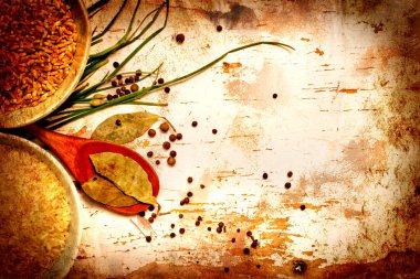 pirinç taze otlar ve baharatlar