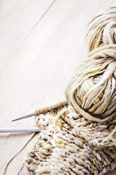 Knitting needles and yarn