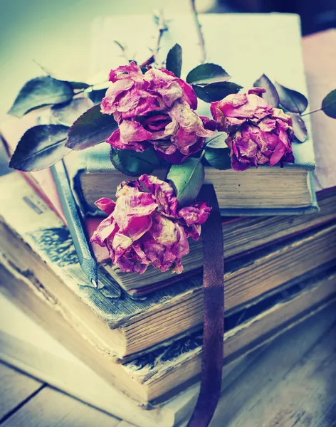 Gül ve kitaplar Vintage