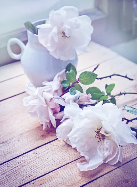 Weiße Rosen in der Vase — Stockfoto