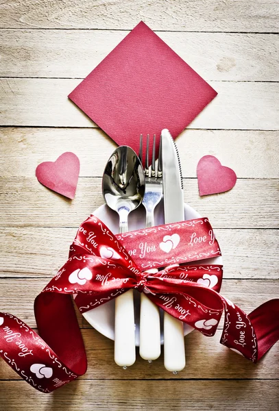 Hari Valentine pengaturan meja — Stok Foto