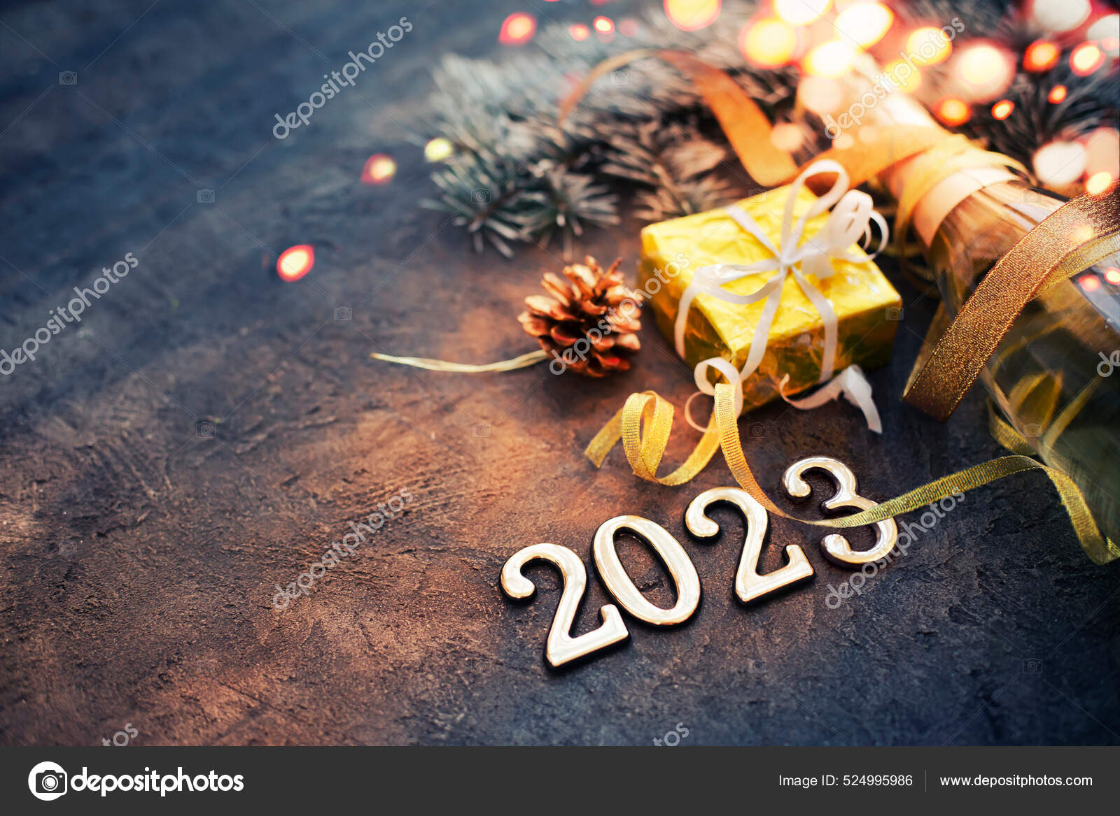 Happy New Year 2023 Background New Year Holidays Card Bright Stock Photo by  ©avgustin 524995986