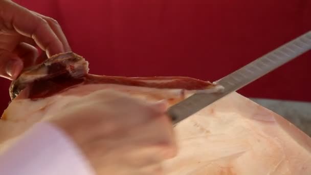 Corte de jamón de jabugo — Vídeo de stock