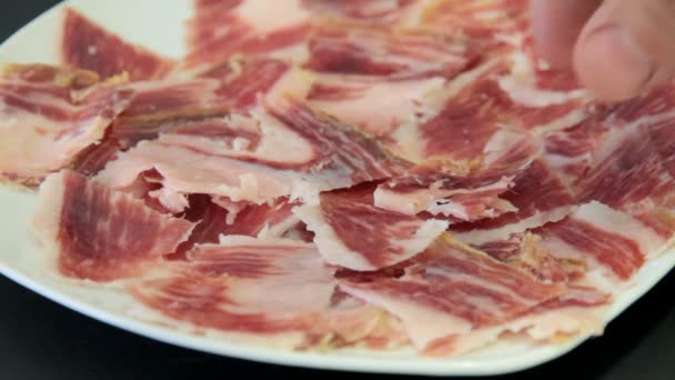 Jabugo plato de jamón — Vídeo de stock