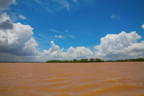 Fiume profondo del Mekong marrone — Foto Stock