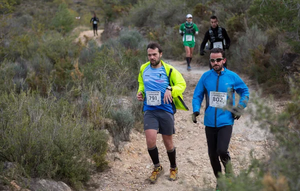 Hard marathon mountain race, climbing — Stock Photo, Image