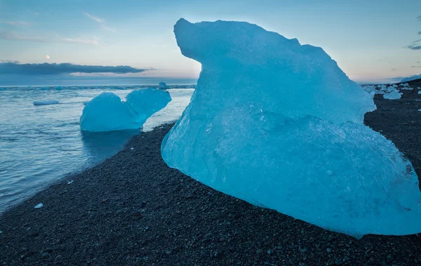 Modré ledovce na pláži — Stock fotografie