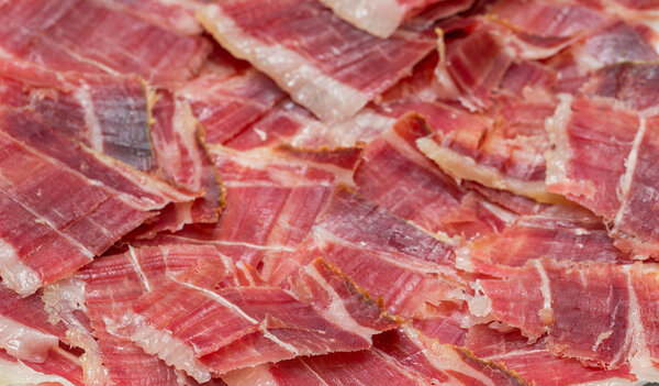 Jabugo ham plate closeup