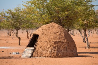 himba insanlar geleneksel kulübeleri