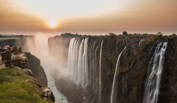 Coucher de soleil Victoria Falls Images De Stock Libres De Droits