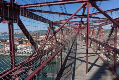 On top of the Bizkaia suspension bridge clipart