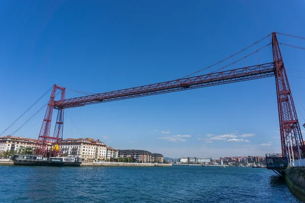Vista grandangolare del ponte sospeso Bizkaia — Foto Stock