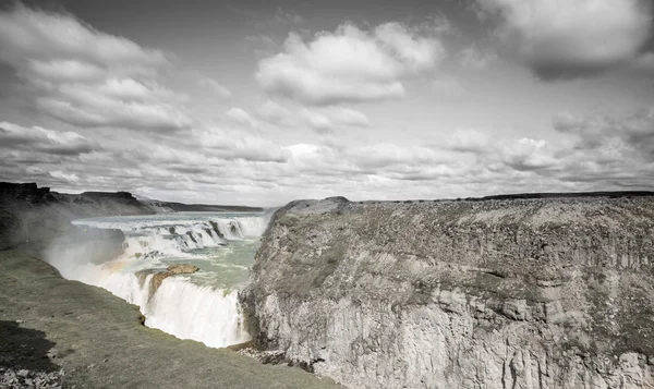 Waterfall Gullfoss in grayscale, Iceland — Stock Photo, Image