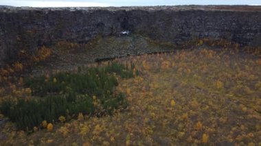 Asbyrgi canyon flight to the waterfall in Iceland