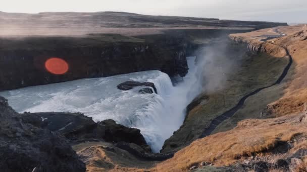 Wodospad Gullfoss w super zwolnionym tempie, Islandia — Wideo stockowe
