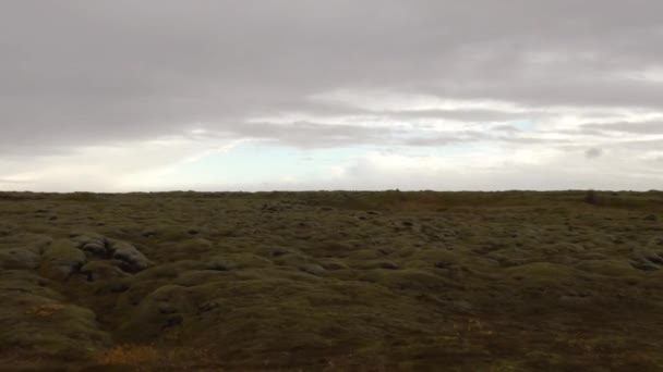Perfil deslizante câmera sobre vastos campos de lava — Vídeo de Stock