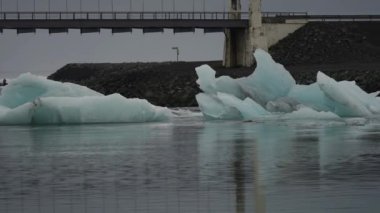 Jokulsarlon Kanalı 'ndan geçen devasa buzdağları