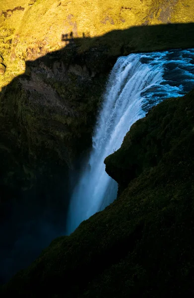 Överst på skogafoss vattenfall med utsiktsskugga — Stockfoto