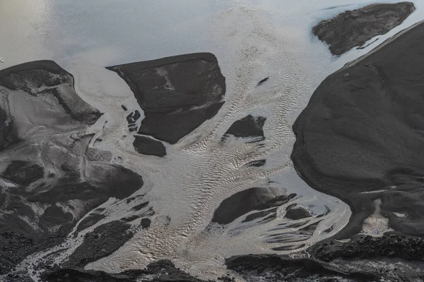 Top view of glacier tongue mouth river — Stock Photo, Image