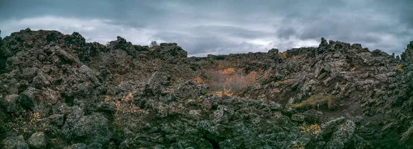 Huge Impressive Lava Fields Panorama Iceland — Stock Photo, Image