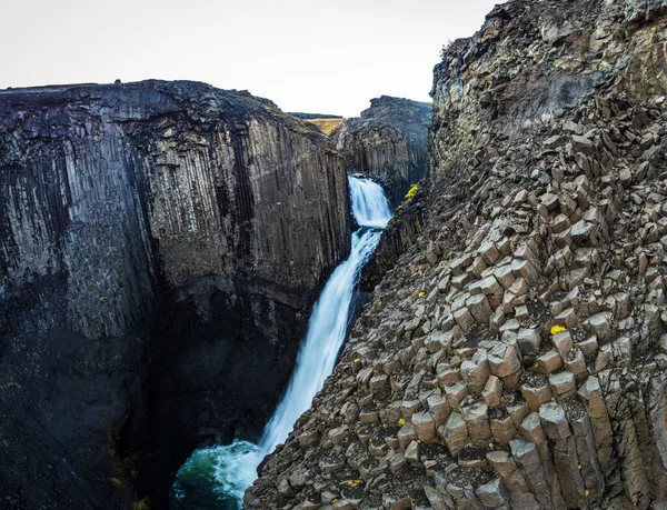 Waterfall Middle Basalt Rocks Canyon Text Space — Stok fotoğraf